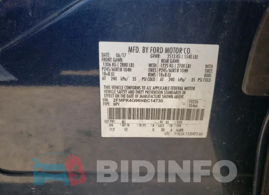 2FMPK4G96HBC14730 Photo# 12