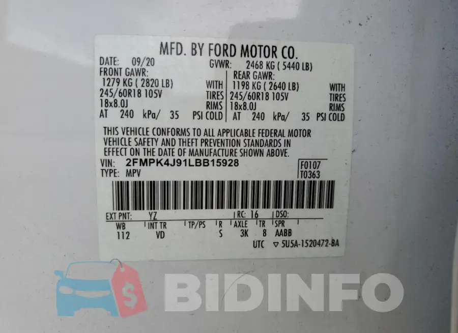 2FMPK4J91LBB15928 Photo# 14