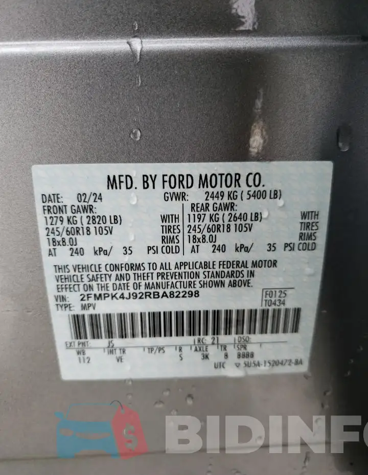 2FMPK4J92RBA82298 Photo# 13