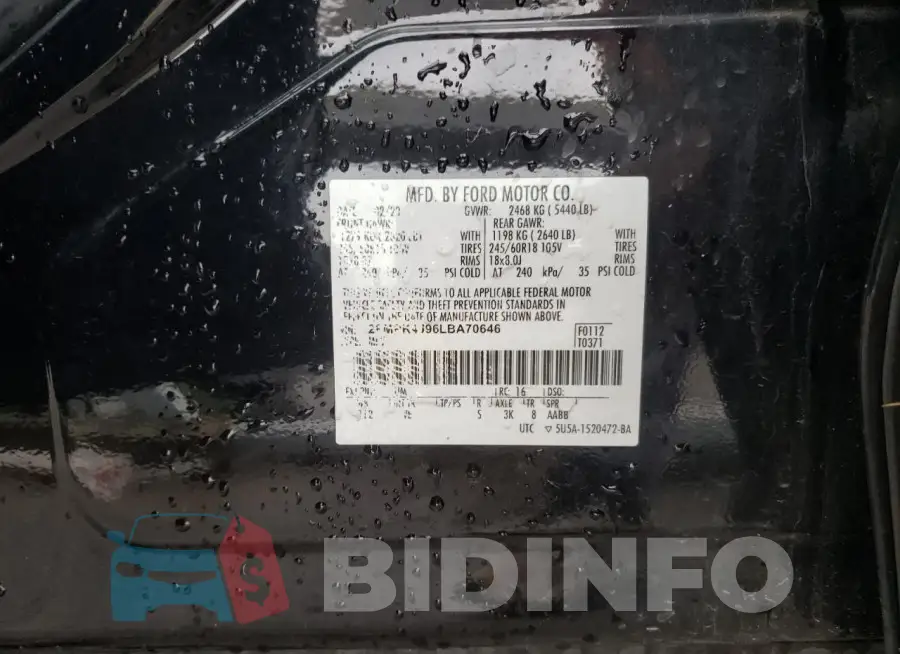 2FMPK4J96LBA70646 Photo# 13