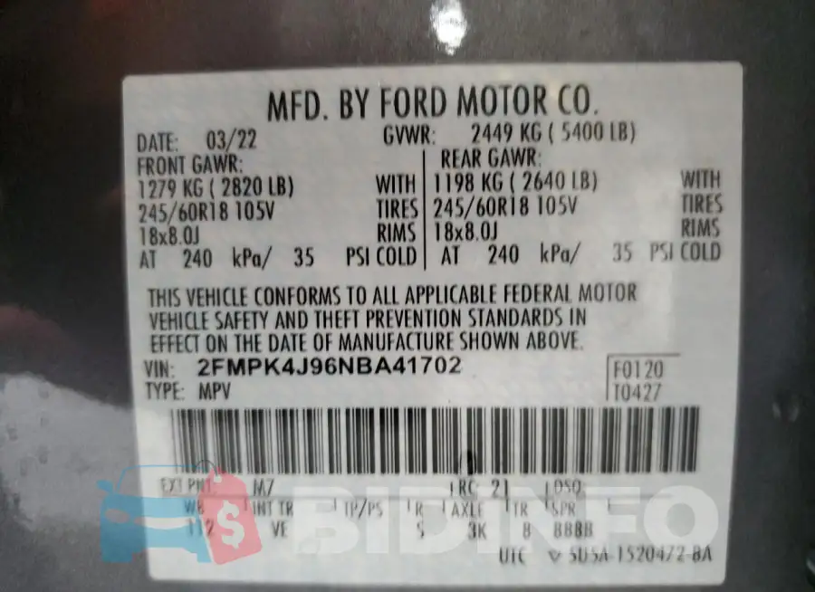 2FMPK4J96NBA41702 Photo# 13