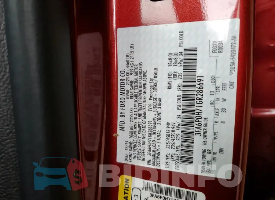 3FA6P0H71GR286691 Photo# 12