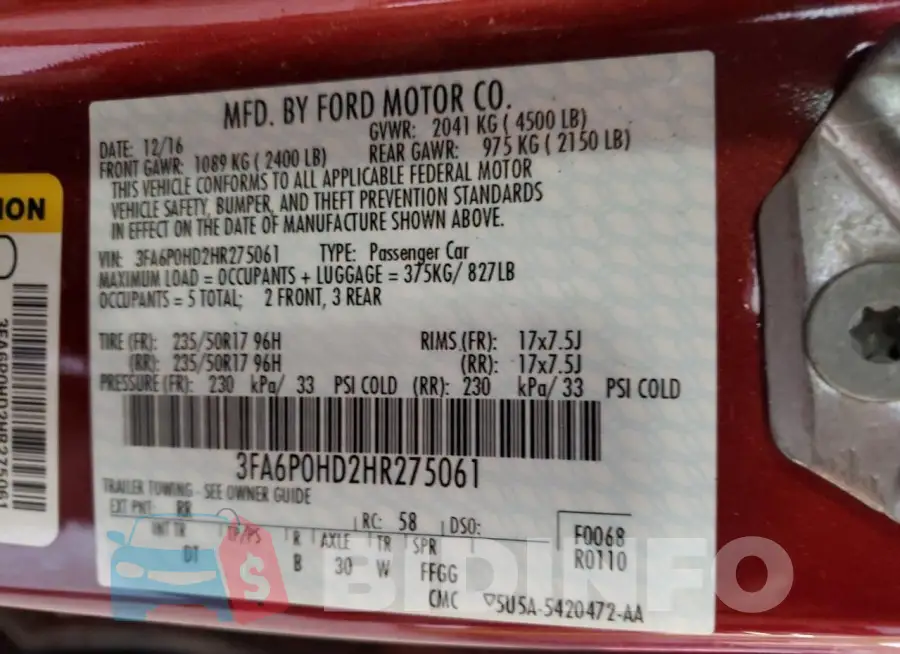3FA6P0HD2HR275061 Photo# 12