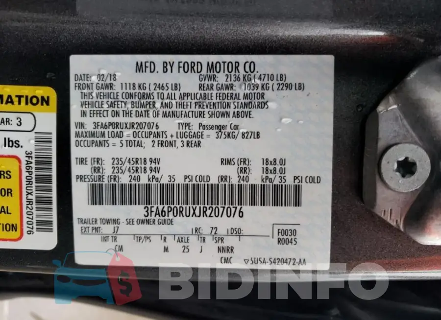 3FA6P0RUXJR207076 Photo# 12