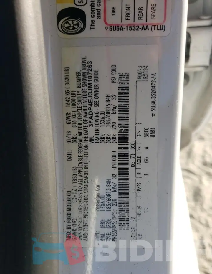 3FADP4EJ3JM107263 Photo# 12