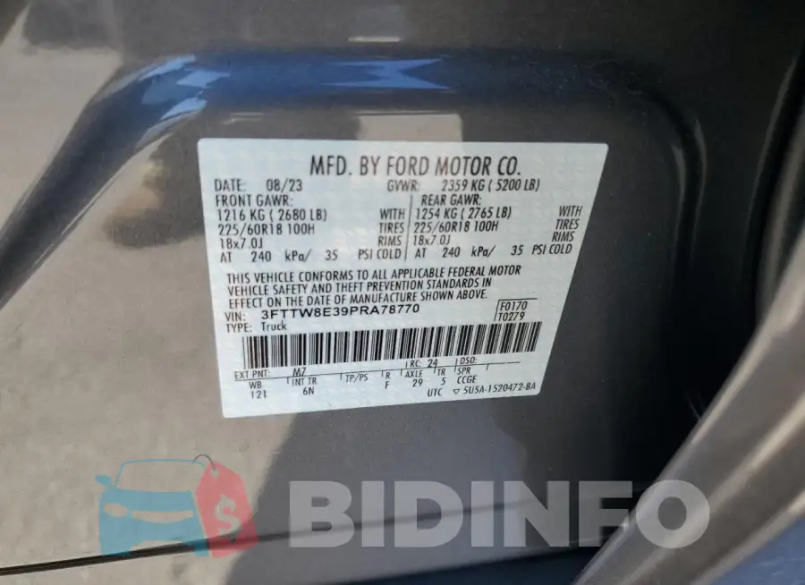 3FTTW8E39PRA78770 Photo# 13