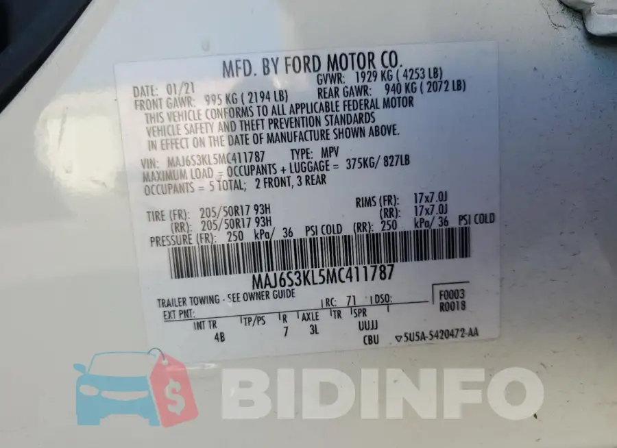 MAJ6S3KL5MC411787 Photo# 13