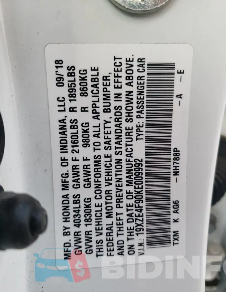 19XZE4F90KE009992 Photo# 12