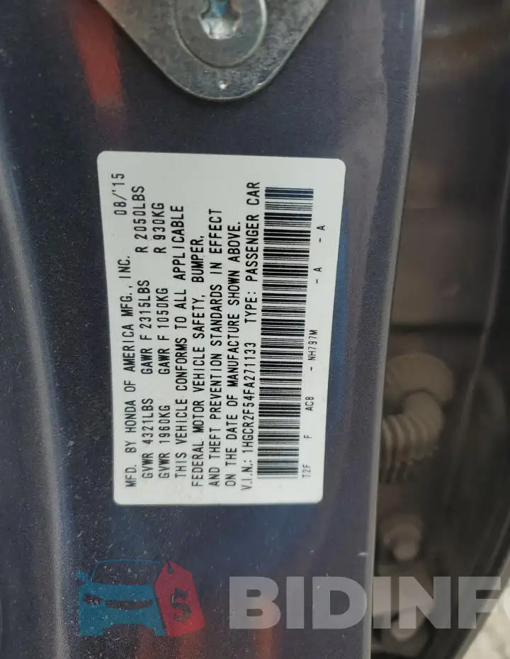 1HGCR2F54FA271133 Photo# 12