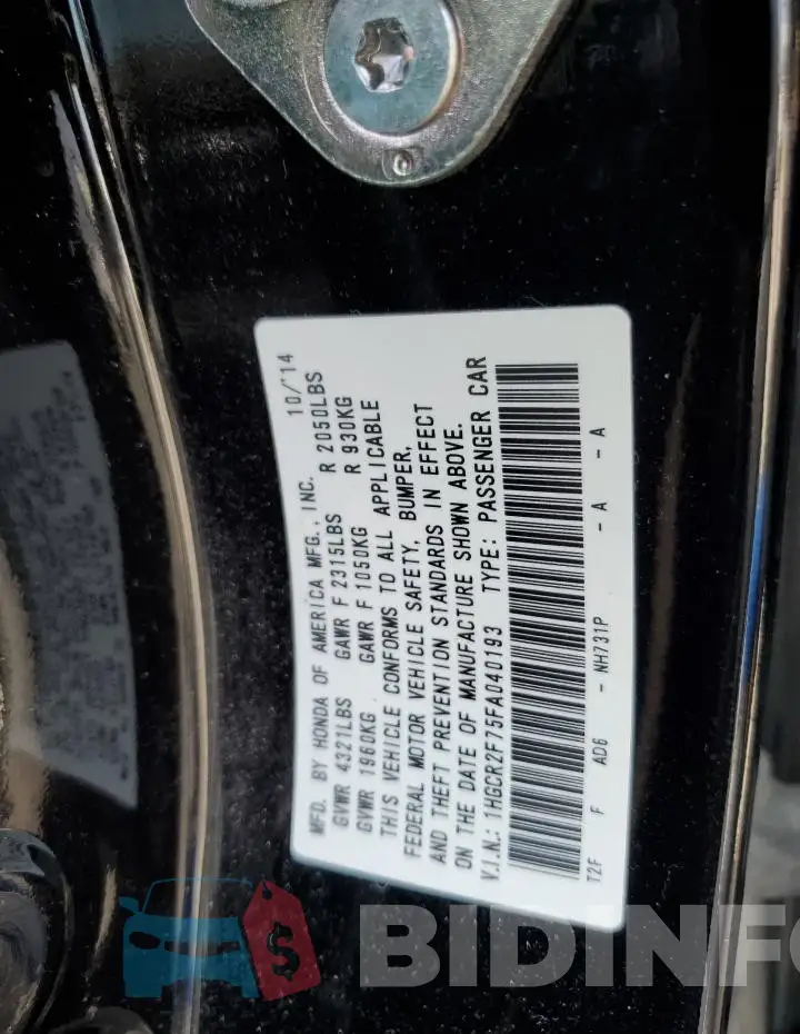 1HGCR2F75FA040193 Photo# 12