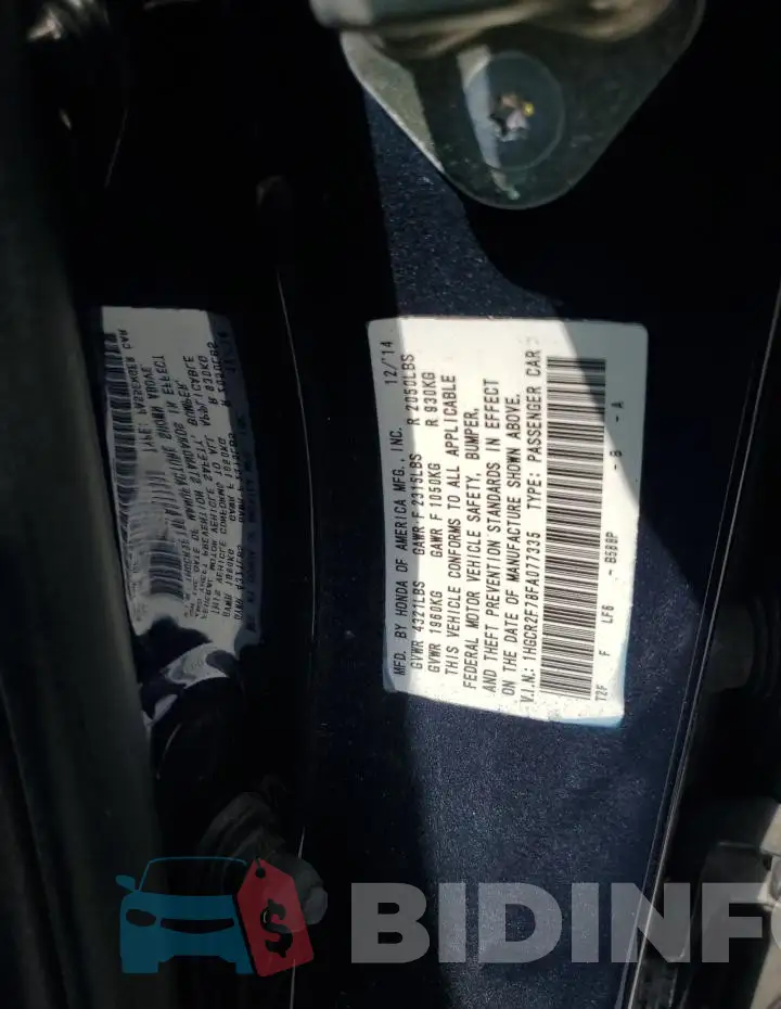 1HGCR2F78FA077335 Photo# 12