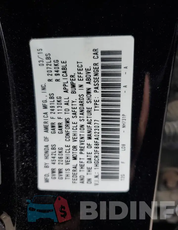 1HGCR3F88FA023077 Photo# 12