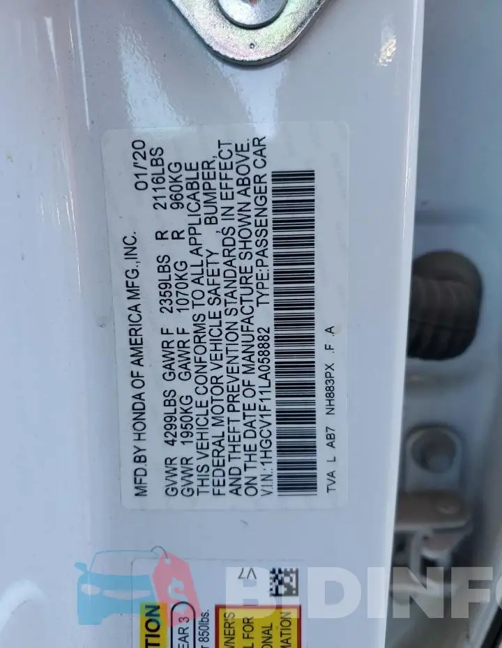 1HGCV1F11LA058882 Photo# 13