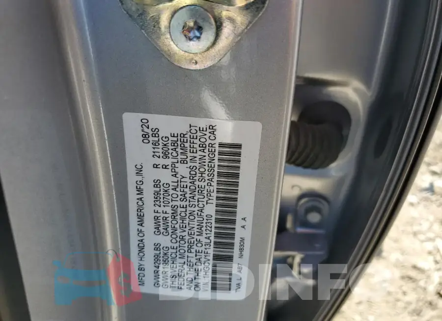 1HGCV1F13LA122310 Photo# 12