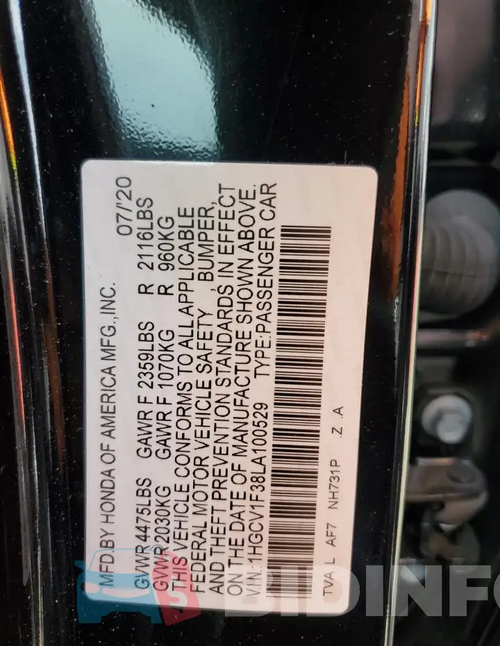 1HGCV1F38LA100529 Photo# 13