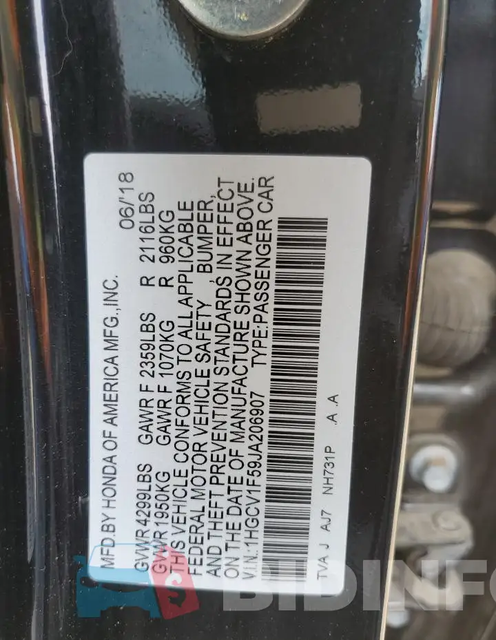 1HGCV1F59JA206907 Photo# 12