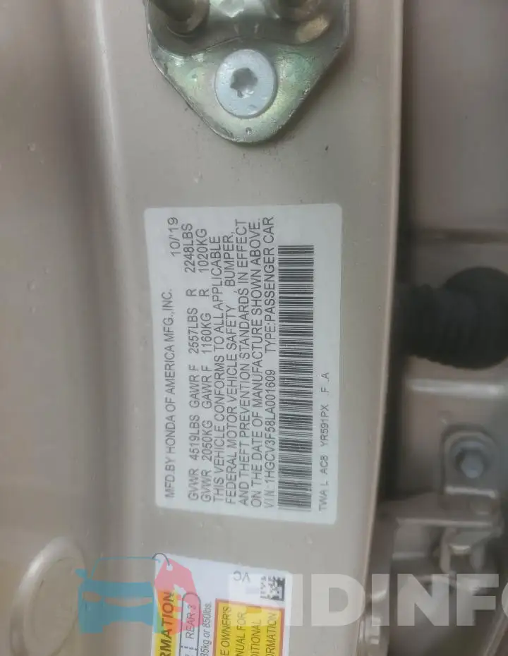 1HGCV3F58LA001609 Photo# 12