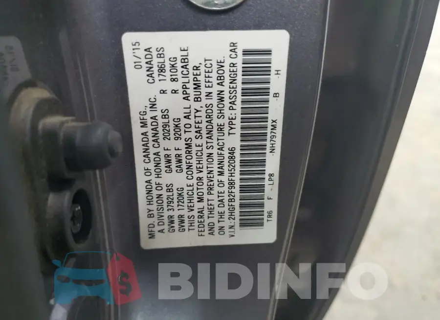 2HGFB2F98FH520846 Photo# 12