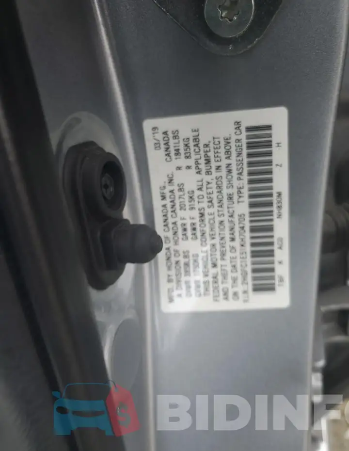 2HGFC1E51KH704705 Photo# 12