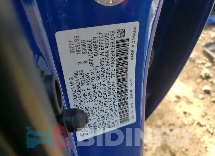 2HGFC2F64MH542164 Photo# 13