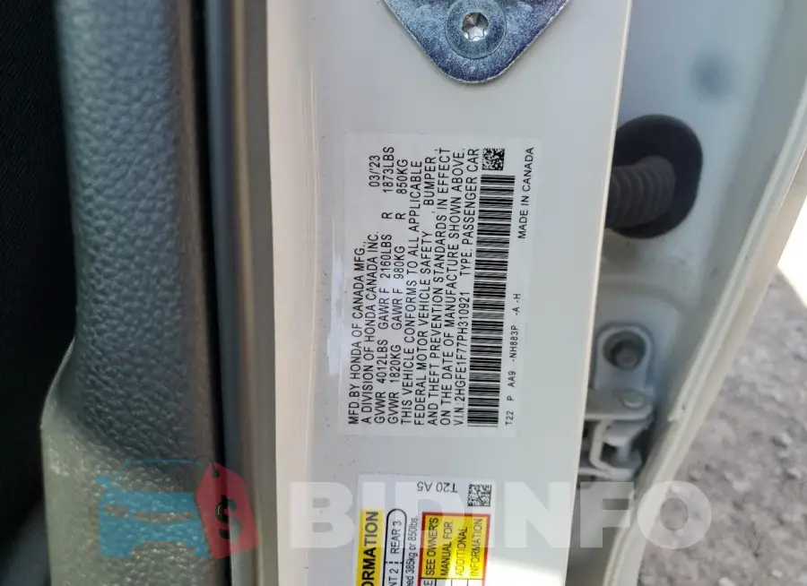 2HGFE1F77PH310921 Photo# 12