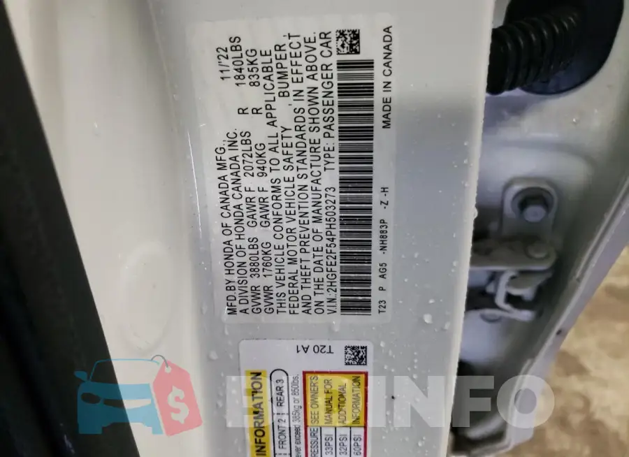 2HGFE2F54PH503273 Photo# 12