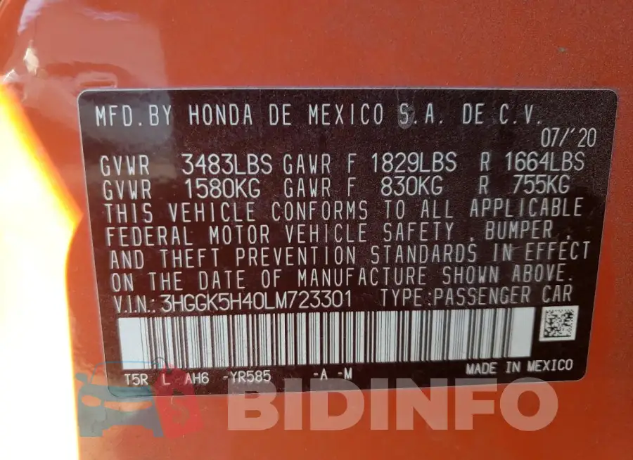 3HGGK5H40LM723301 Photo# 13