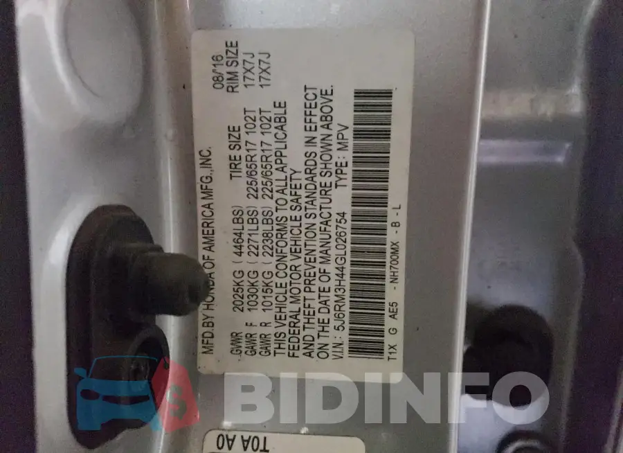 5J6RM3H44GL026754 Photo# 13
