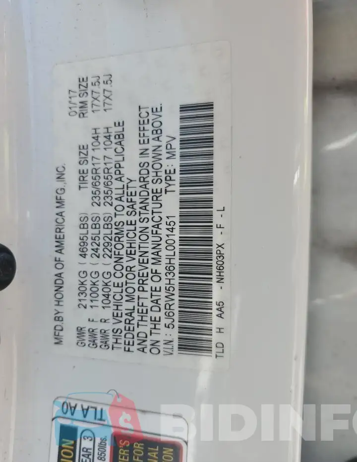 5J6RW5H36HL001451 Photo# 13