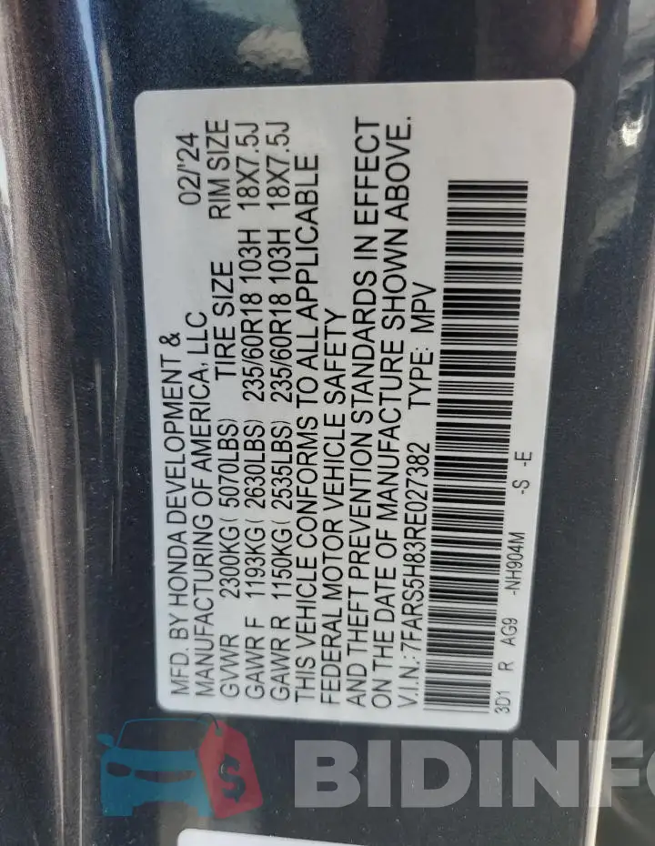 7FARS5H83RE027382 Photo# 14
