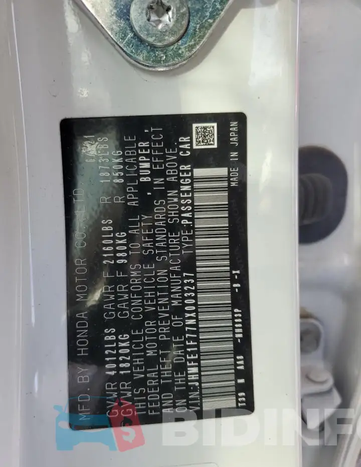 JHMFE1F77NX003237 Photo# 14