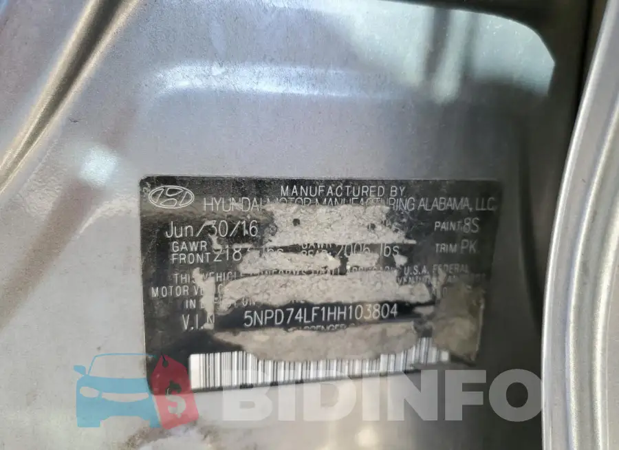 5NPD74LF1HH103804 Photo# 12