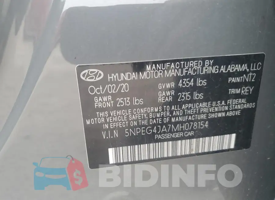 5NPEG4JA7MH078154 Photo# 12