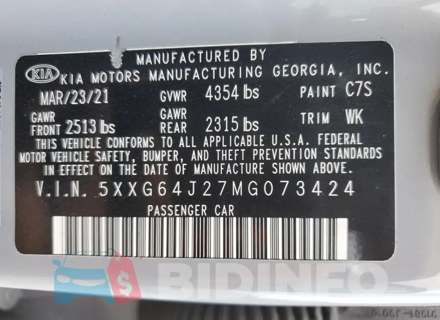 5XXG64J27MG073424 Photo# 13