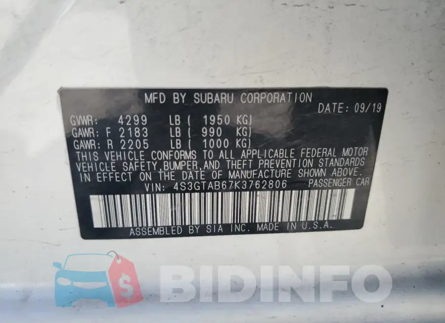 4S3GTAB67K3762806 Photo# 13