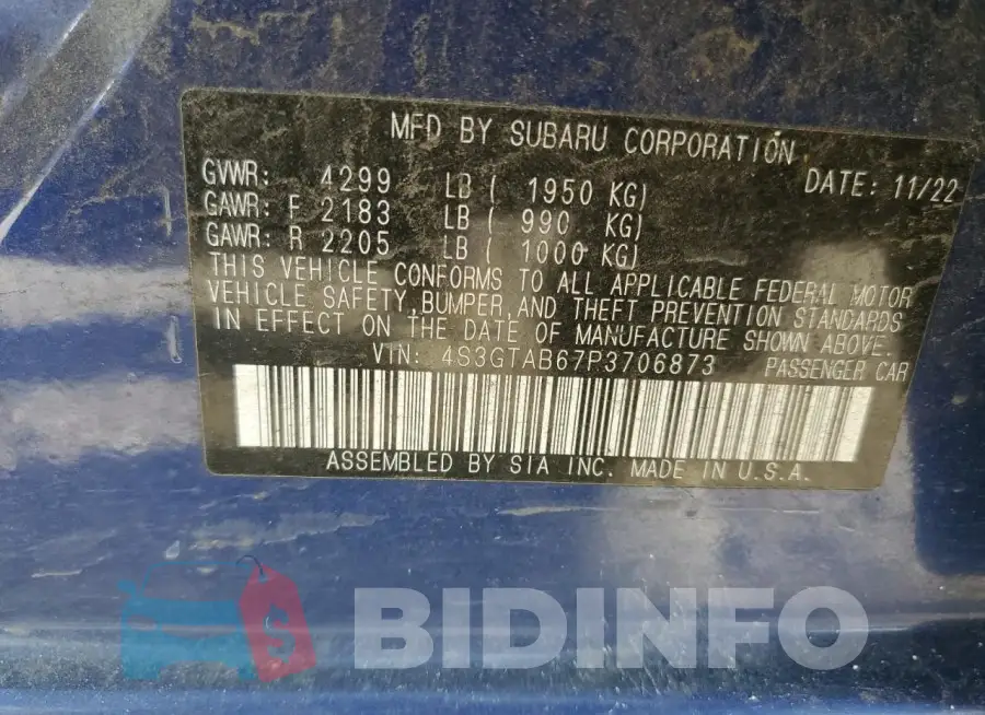 4S3GTAB67P3706873 Photo# 12