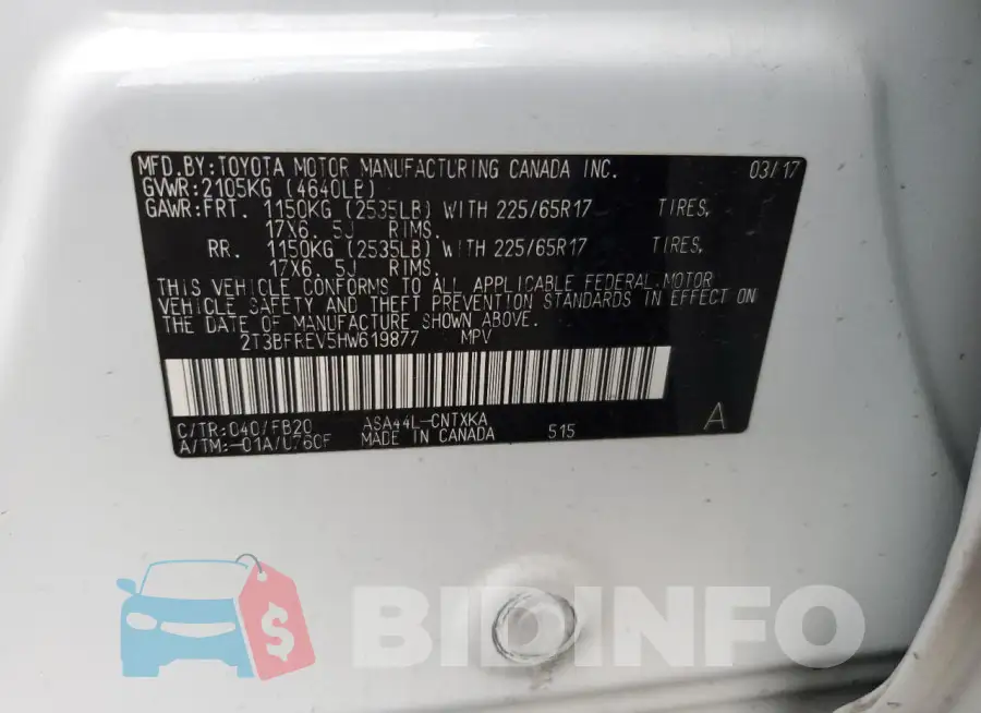 2T3BFREV5HW619877 Photo# 12
