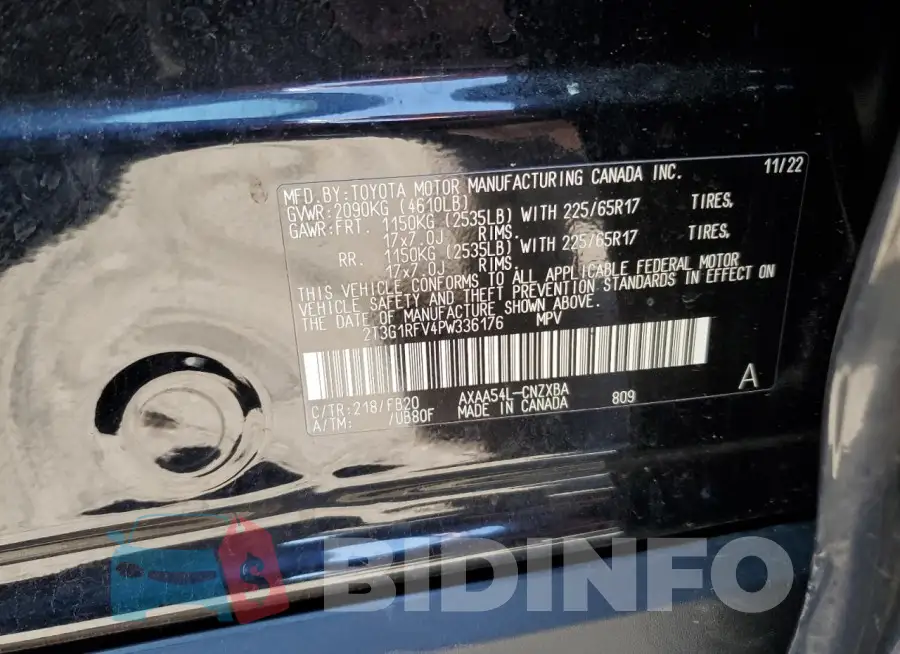 2T3G1RFV4PW336176 Photo# 12