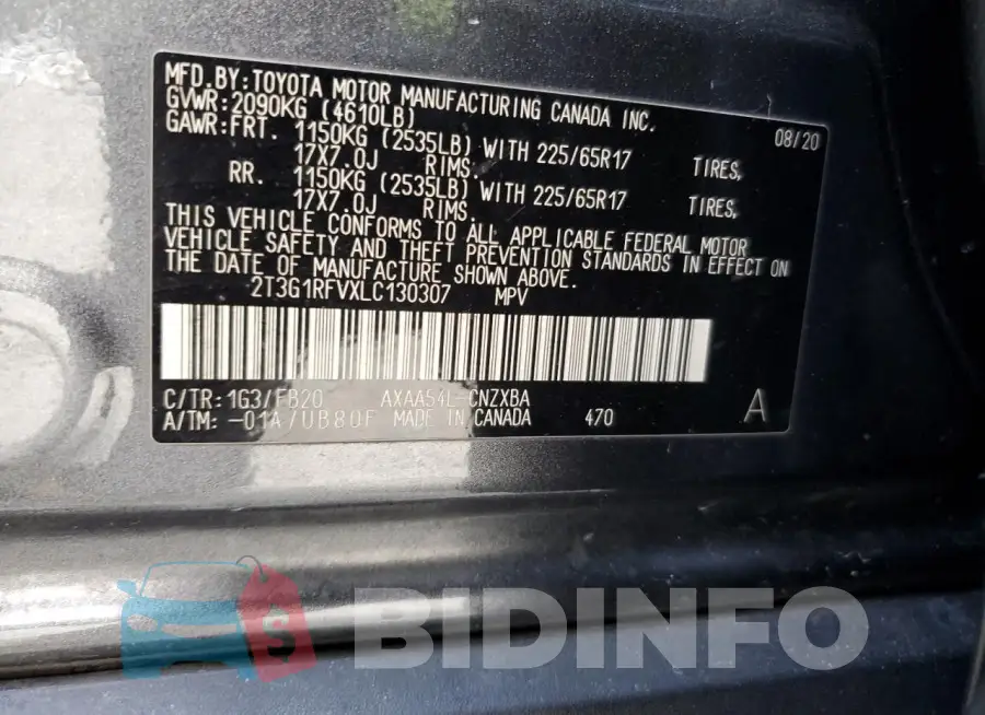 2T3G1RFVXLC130307 Photo# 13
