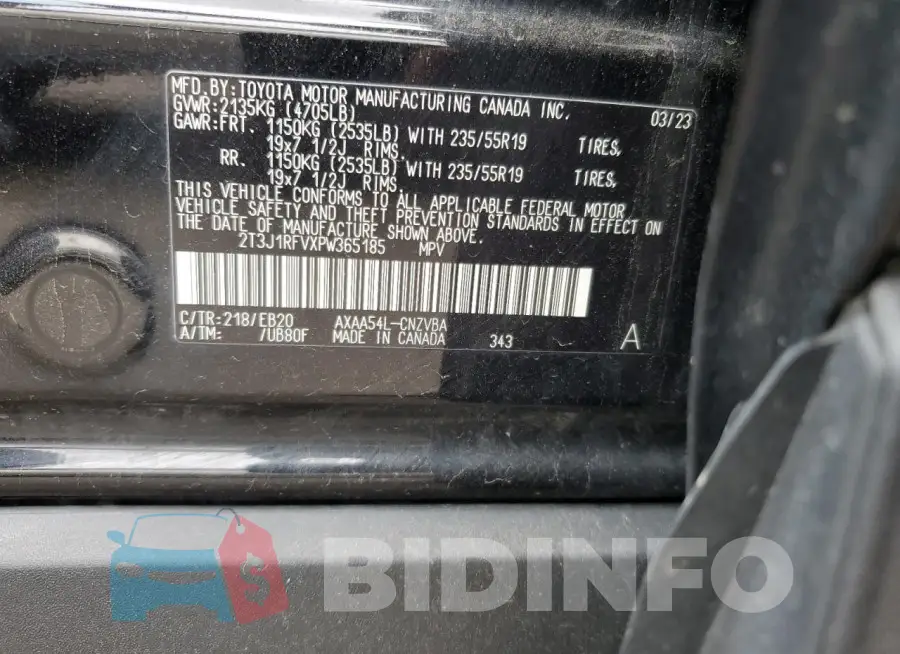 2T3J1RFVXPW365185 Photo# 12