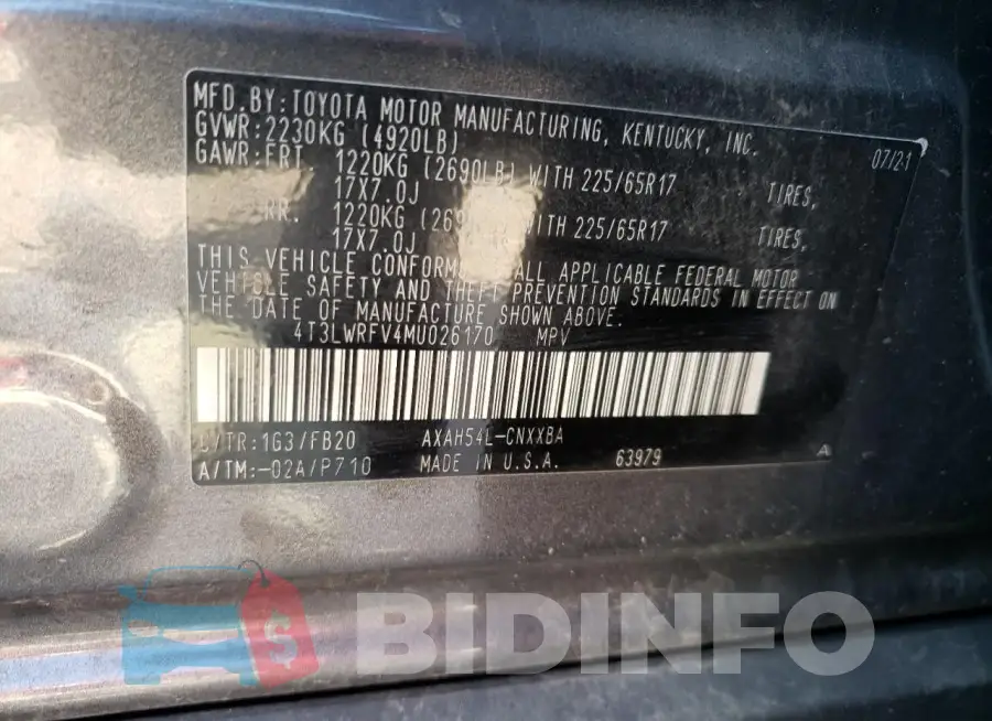 4T3LWRFV4MU026170 Photo# 13