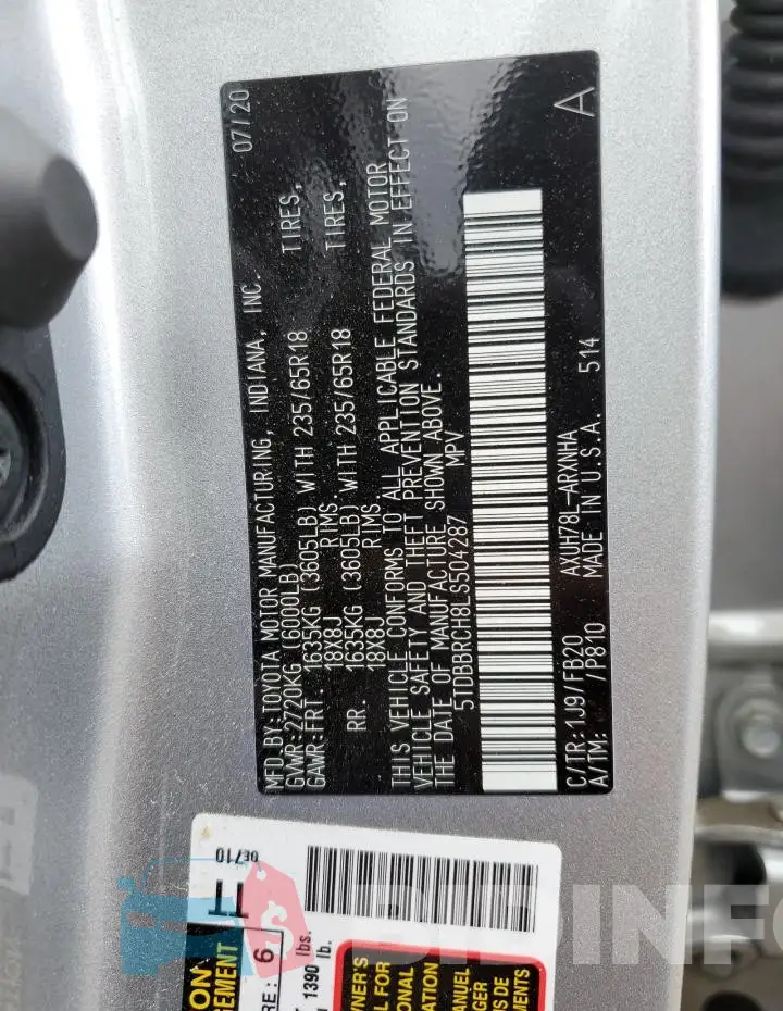 5TDBBRCH8LS504287 Photo# 12
