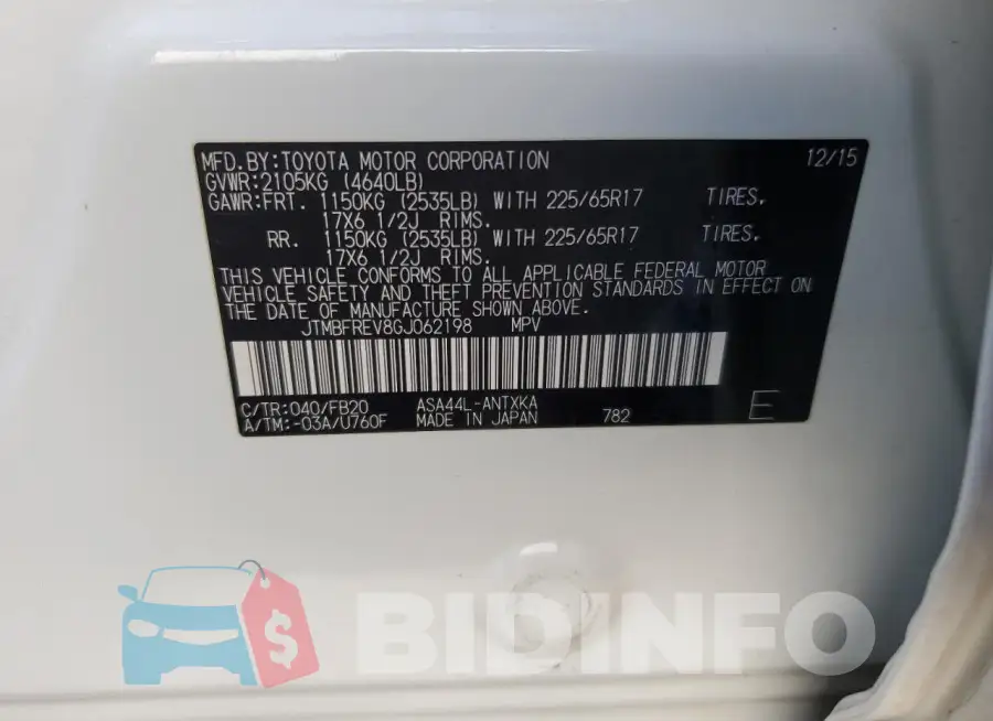JTMBFREV8GJ062198 Photo# 12