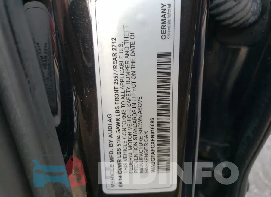 WAUGFAFCXFN016686 Photo# 12