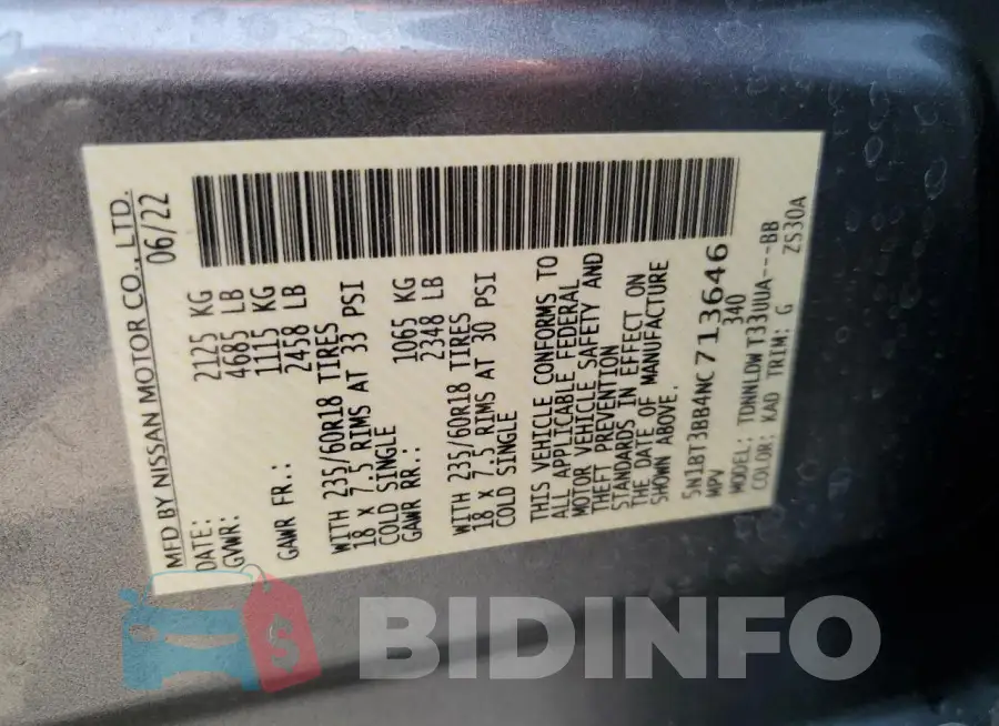 5N1BT3BB4NC713646 Photo# 14
