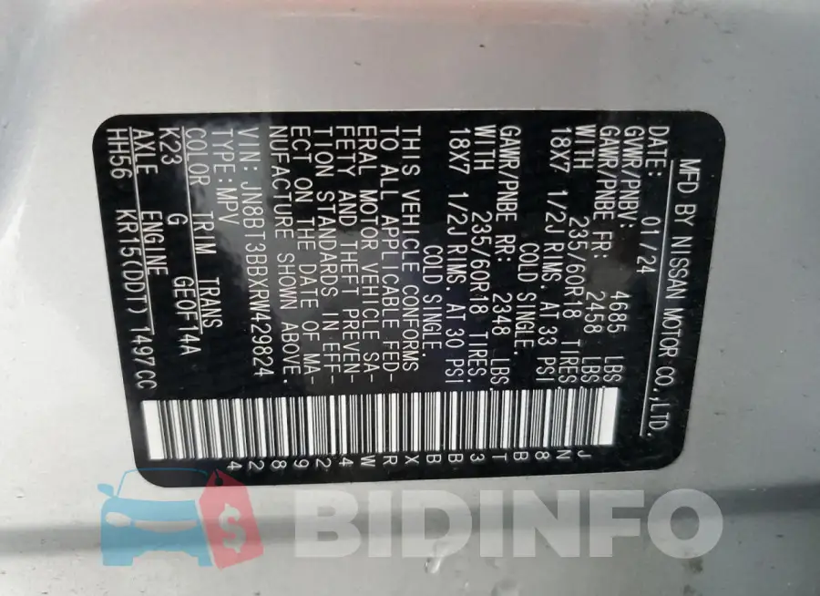 JN8BT3BBXRW429824 Photo# 13