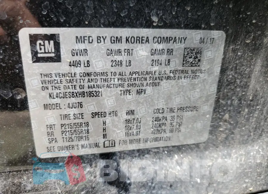 KL4CJESBXHB185321 Photo# 13