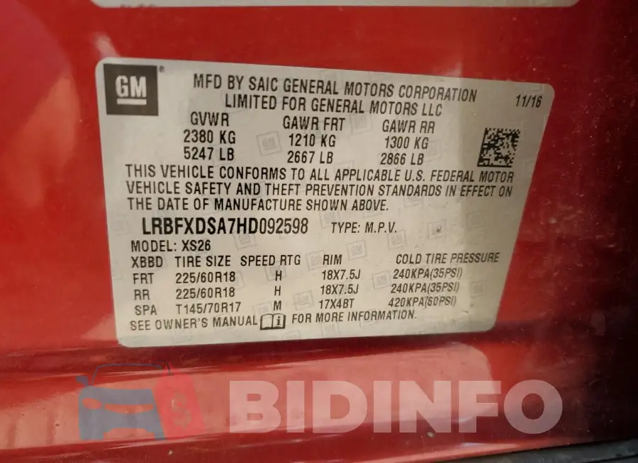 LRBFXDSA7HD092598 Photo# 14