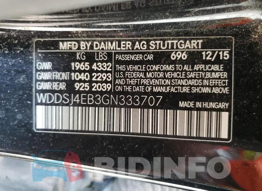 WDDSJ4EB3GN333707 Photo# 12