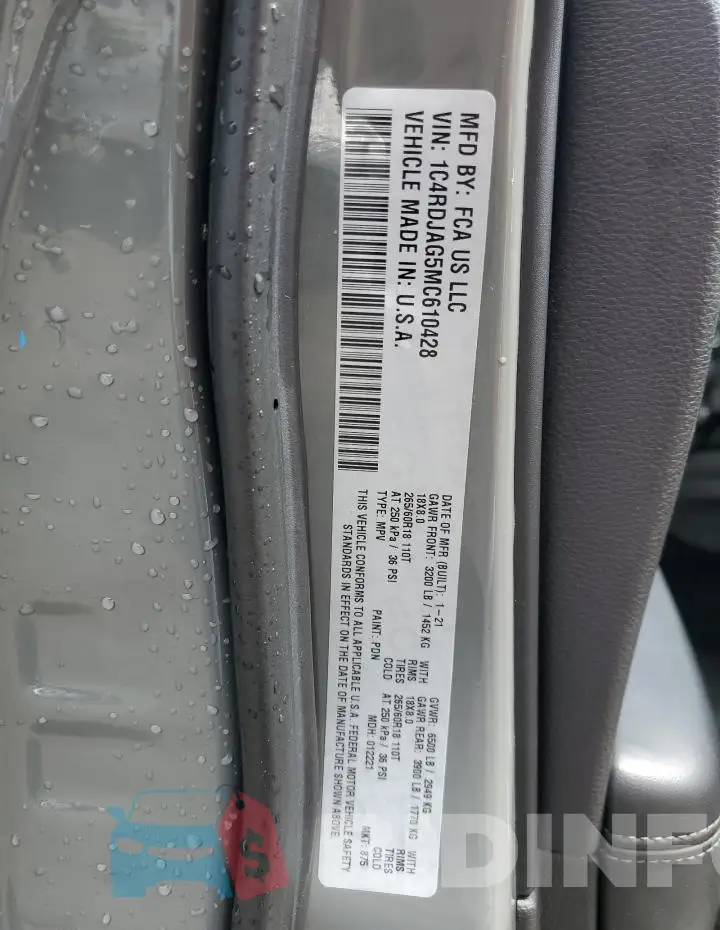 1C4RDJAG5MC610428 Photo# 12